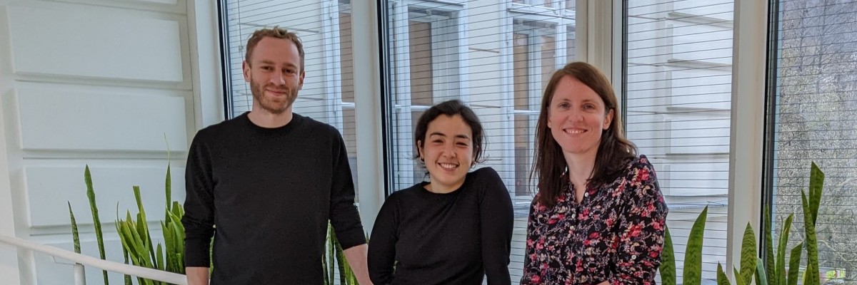 Fostering cross-disciplinary research on campus. The new NOMIS fellows (left to right) Felix Frey, Louise Fouqueau & Mandy Bethkenhagen joined ISTA in autumn 2022. (Photo © ISTA)