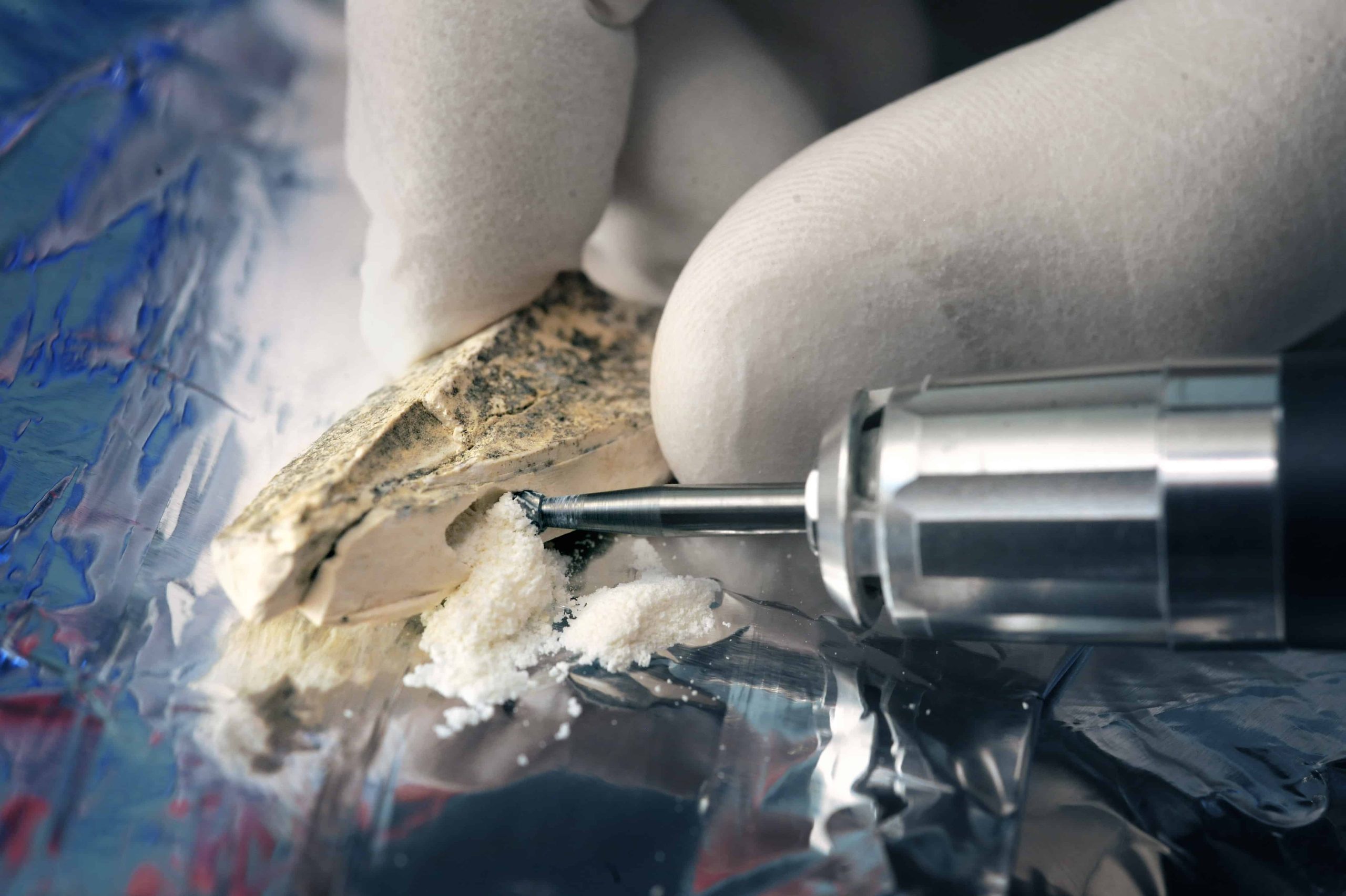 Bone being drilled in the laboratory for examination.