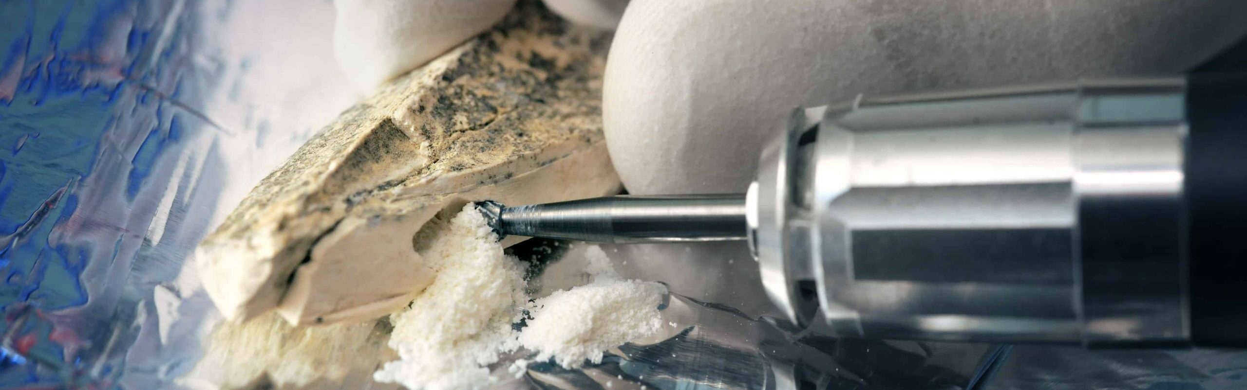 Bone being drilled in the laboratory for examination.