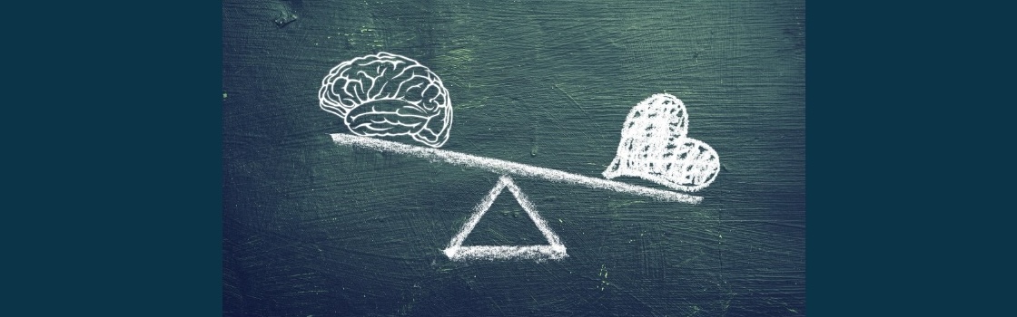 brain and heart on a scale