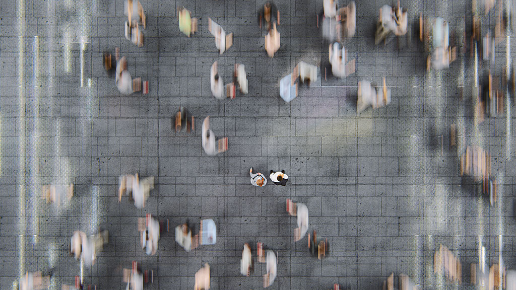 People running photographed from a bird's eye view